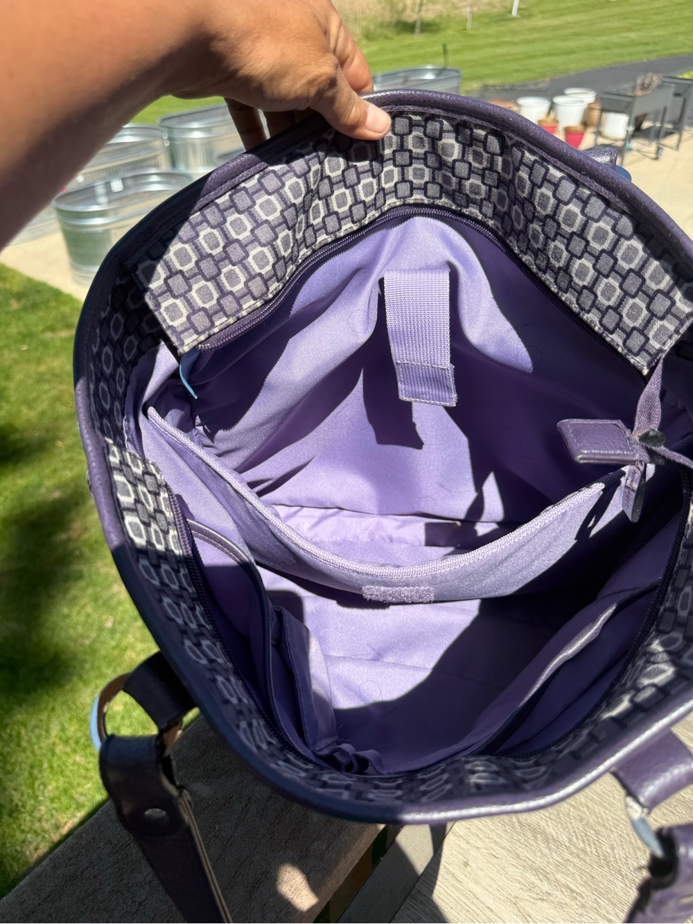 EUC Nine West Purple Geometric Shapes Large Daily Big Vintage Tote - Picture 12 of 13